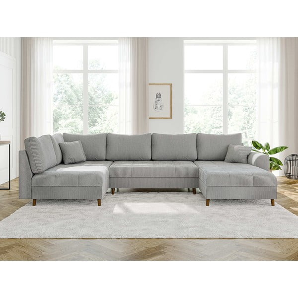 Svetlosivá menčestrová rohová pohovka (pravý roh/do "U") Ariella – Ropez-image-1