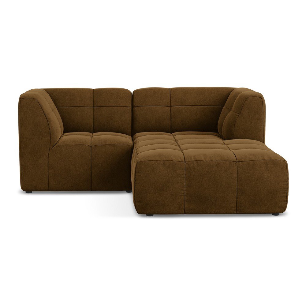 Zamatová rohová pohovka v horčicovej farbe (pravý roh/s leňoškou) Aloha – Makamii