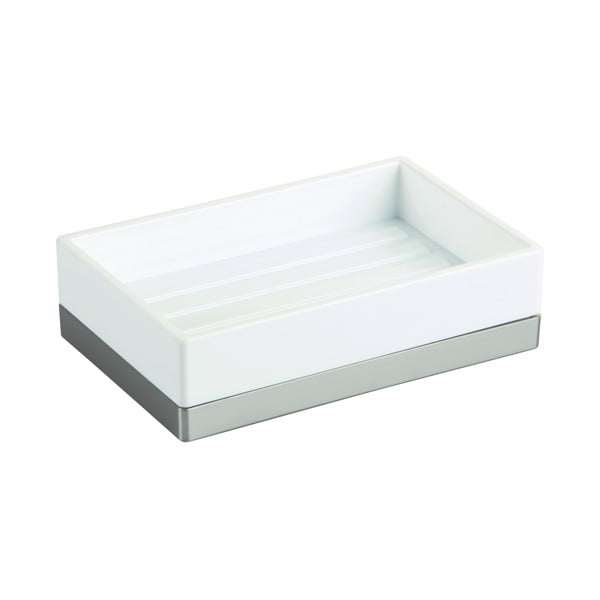 Biela nádoba na mydlo iDesign Clarity, 13 x 8 cm