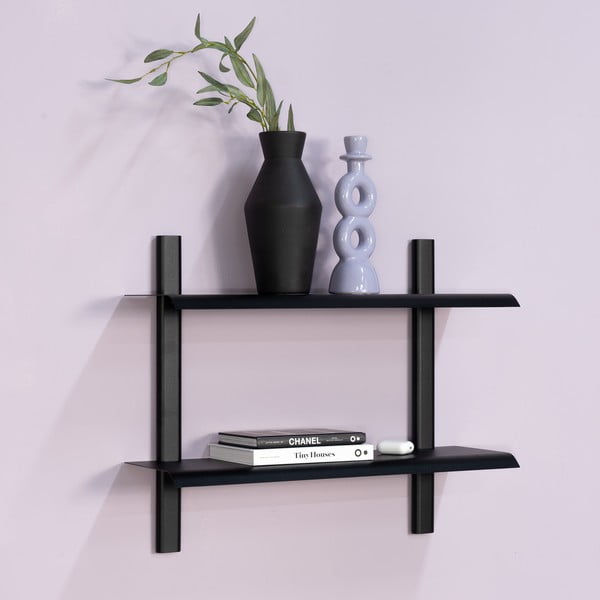 Čierna poschodová kovová polica 60 cm Hola – Spinder Design-image-1