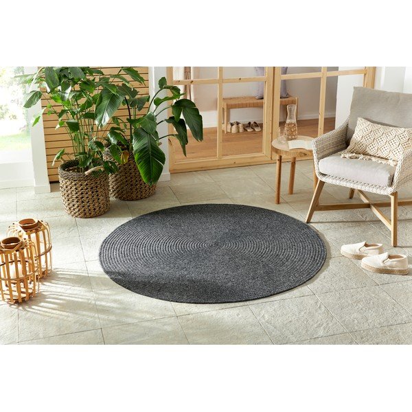 Sivý okrúhly vonkajší koberec ø 150 cm - NORTHRUGS-image-1