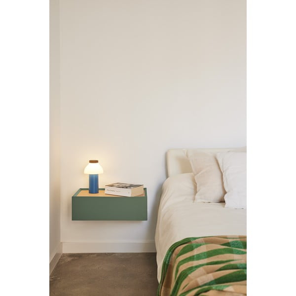Zelený závesný nočný stolík s doskou v dubovom dekore Arista – Teulat-image-1