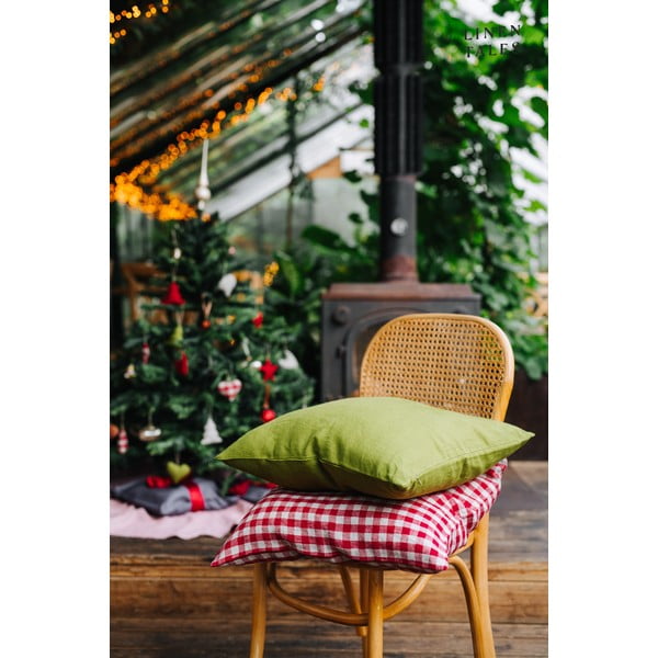 Ľanová obliečka na vankúš 50x50 cm Red Gingham – Linen Tales-image-4