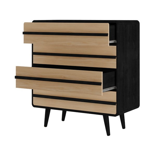 Čierna vysoká komoda v dekore duba 80x88 cm Chantal - Støraa-image-2