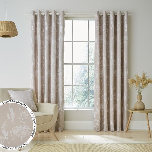 Béžové závesy v súprave 2 ks 229x168 cm Meadowsweet Floral - Catherine Lansfield-image-3