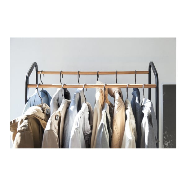 Čierny kovový pojazdný stojan na oblečenie Tower – YAMAZAKI-image-4