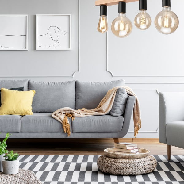 Čierne/v prírodnej farbe stropné svietidlo - LAMKUR-image-2