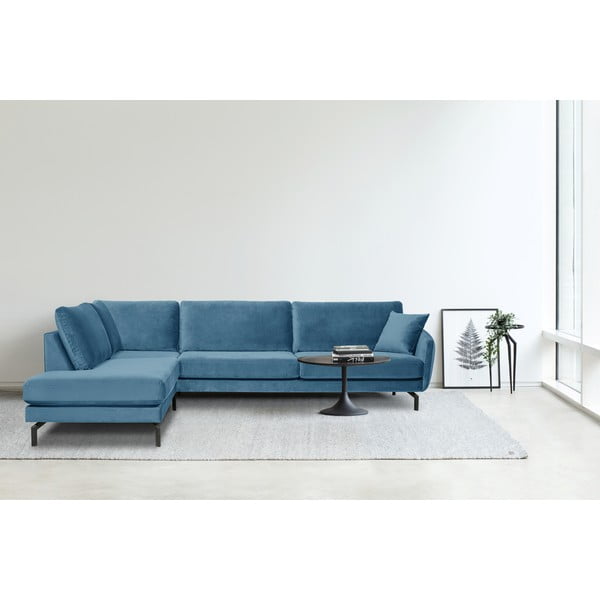 Modrá zamatová rohová pohovka (ľavý roh) Magic - Scandic-image-1