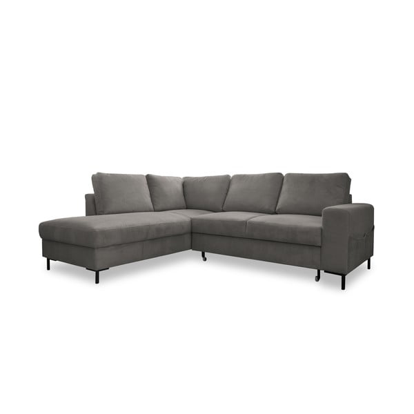 Sivá menčestrová rozkladacia rohová pohovka (ľavý roh) Lofty Lilly – Miuform