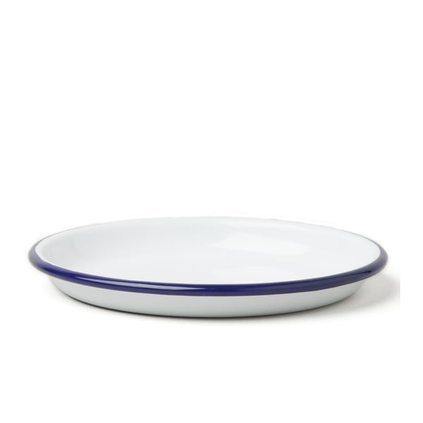 Veľký servírovací smaltovaný tanier s modrým okrajom Falcon Enamelware, Ø 14 cm