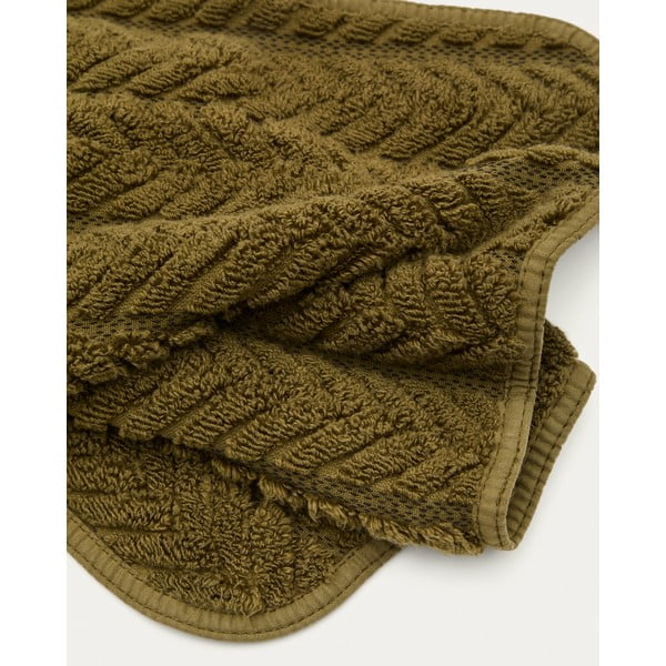 Zelený froté bavlnený uterák 30x50 cm Rune – Kave Home-image-2