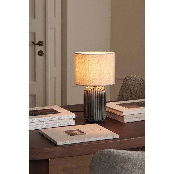 Sivá/béžová látková stolová lampa (výška  36 cm) Mizu – Ellos Home-image-1