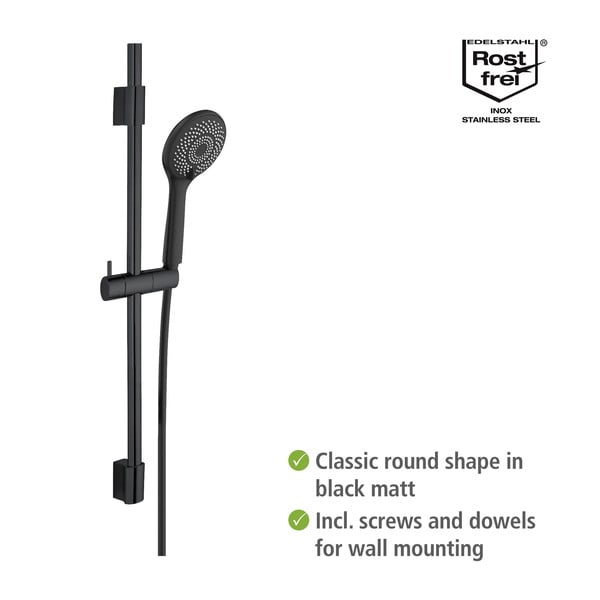 Čierny sprchový set z nerezovej ocele 70 cm Water Saving - Wenko-image-3