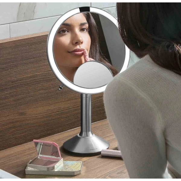 Kozmetické zrkadlo s osvetlením/zväčšovacie (5x) ø 20 cm Sensor Trio – simplehuman-image-3