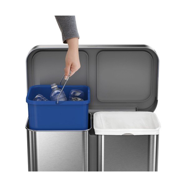 Oceľový odpadkový kôš 34+24 l na triedený odpad/pedálový v striebornej farbe – simplehuman-image-2