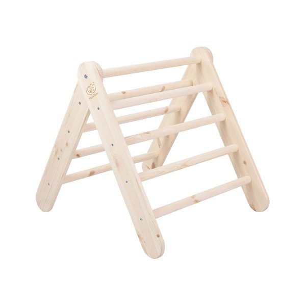 Pikler trojuholník z borovicového dreva v prírodnej farbe 60x60x60 cm Montessori – Meowbaby