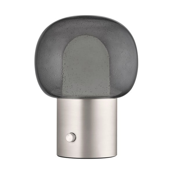 Hliníková LED stolová lampa v striebornej farbe so skleneným tienidlom (výška 32 cm) Iris – Blomus