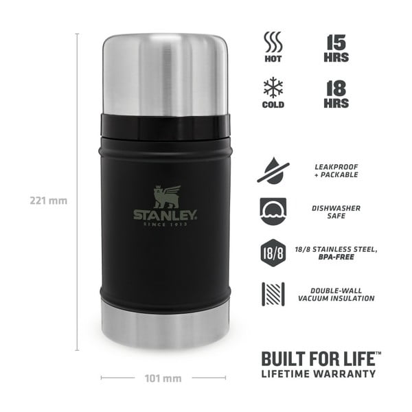 Čierna termoska na jedlo z nehrdzavejúcej ocele 700 ml Legendary Classic Black – Stanley-image-4
