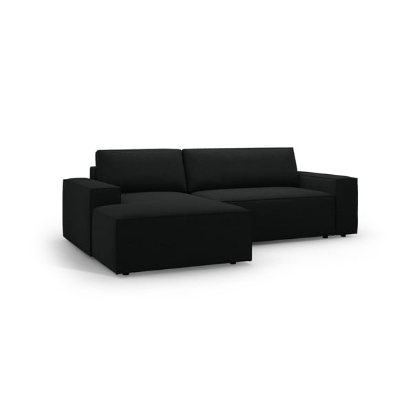 Čierna rozkladacia rohová pohovka z textílie bouclé (ľavý roh) Jodie – Micadoni Home-image-2