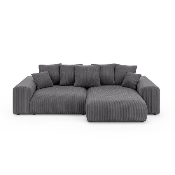 Sivá menčestrová rozkladacia rohová pohovka s úložným priestorom (variabilný roh) Luma – Ropez