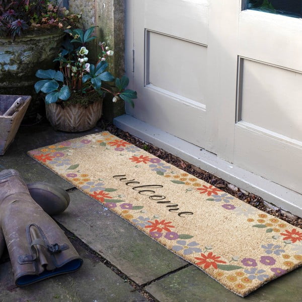 Rohožka z kokosového vlákna 40x120 cm Welcome Floral – Artsy Doormats-image-1