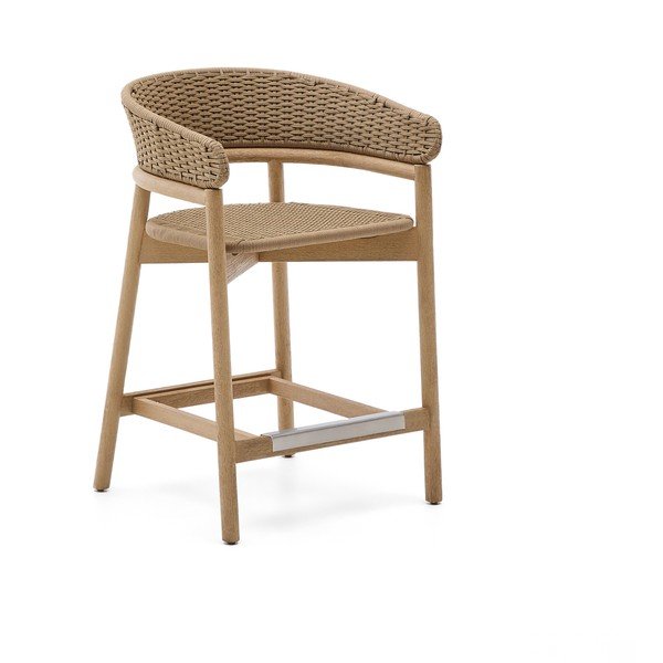 Drevená záhradná barová stolička v prírodnej farbe Arinella – Kave Home