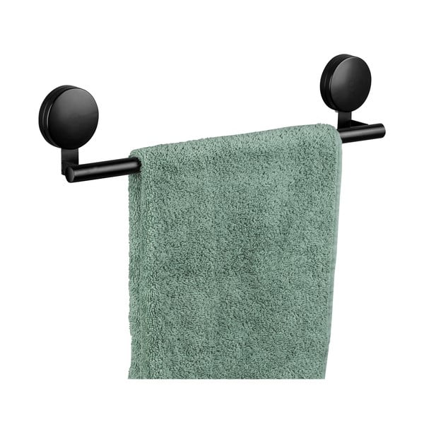 Čierny nástenný držiak na uteráky Wenko Static-Loc® Pavia, šírka 40 cm-image-1