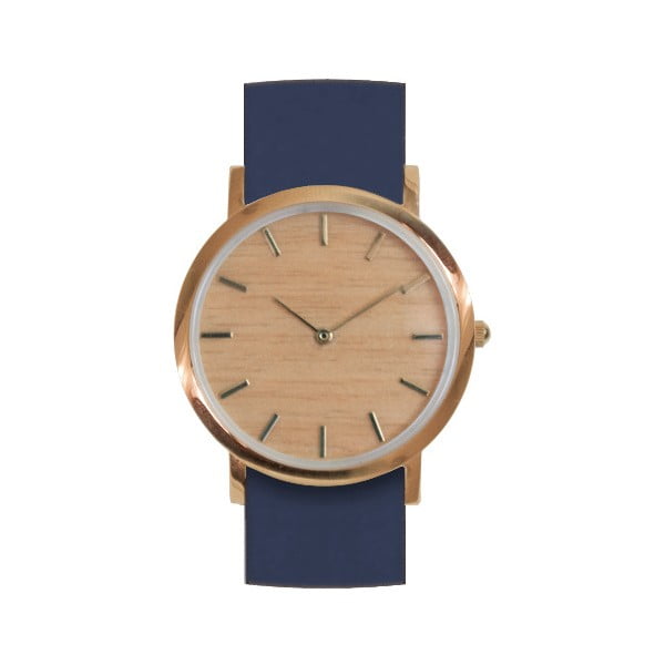 Drevené hodinky s modrým remienkom Analog Watch Co. Classic