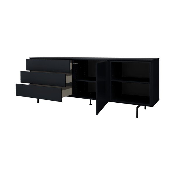 Čierna nízka komoda 210x76 cm Plain – Tenzo-image-3