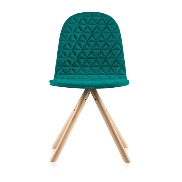 Tyrkysová stolička s prírodnými nohami IKER Mannequin Triagle