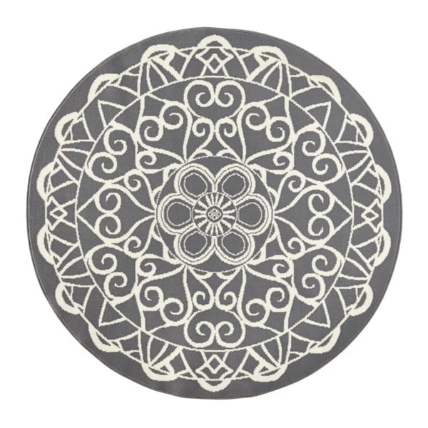 Sivý okrúhly koberec Hanse Home Mandala