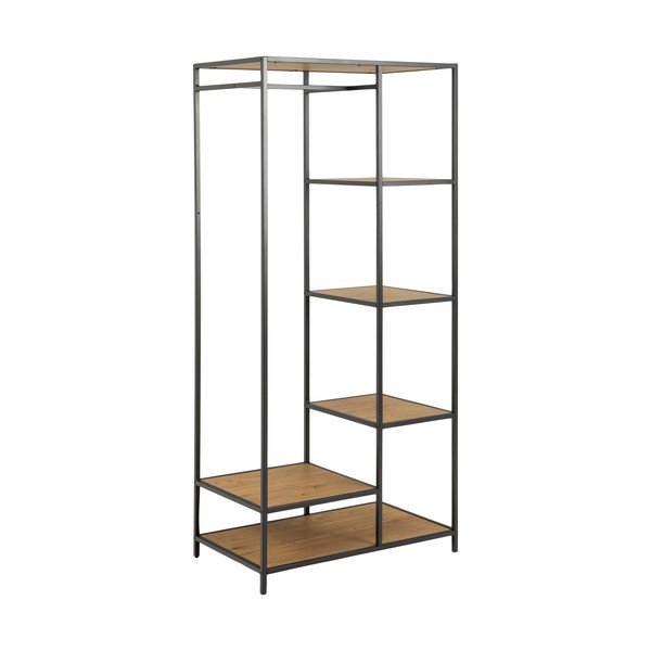 Otvorená šatníková skriňa v dekore duba v čierno-prírodnej farbe 77x165 cm Seaford – Actona-image-2