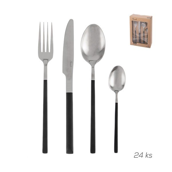 Čierny/v striebornej farbe antikoro príbor 24 ks Skandi – Orion-image-4