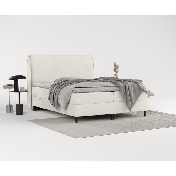 Krémovobiela boxspring posteľ s úložným priestorom 200x200 cm Melba – Maison de Rêve-image-4