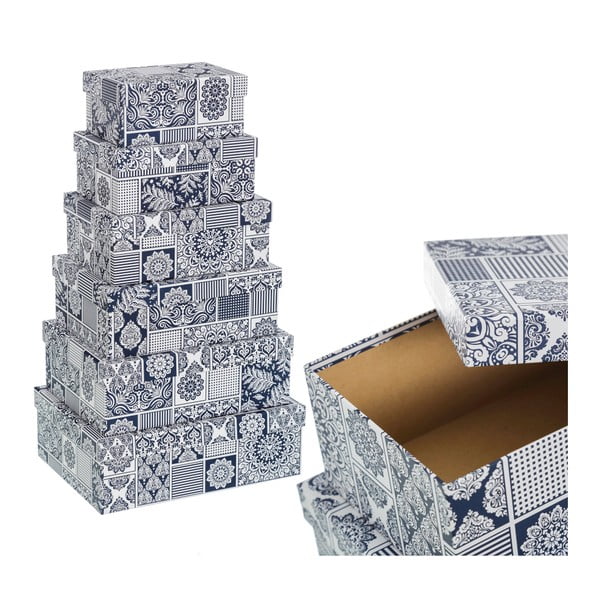 Sada 6 úložných škatúľ z kartónu Unimasa