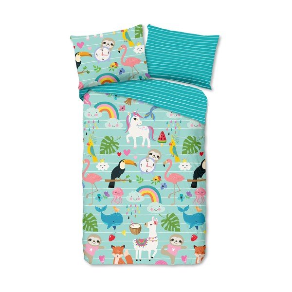 Modré bavlnené detské obliečky na jednolôžko 140x200 cm Festen – Good Morning