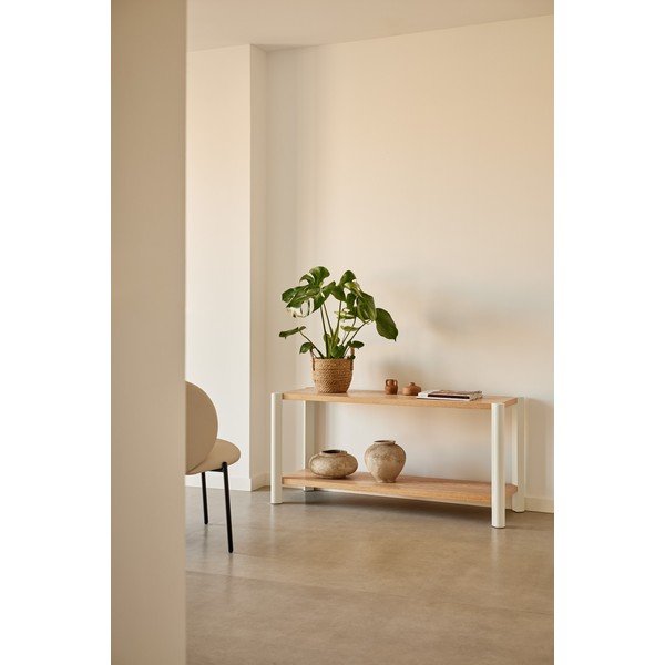 Krémový/v svetlo prírodnej farbe regál v dekore duba 126x59x43 cm Bona – Teulat-image-1