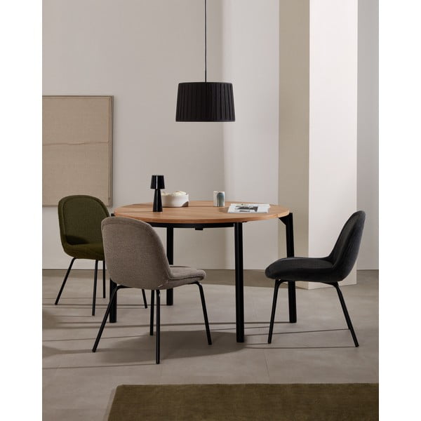 Okrúhly rozkladací jedálenský stôl s doskou v dubovom dekore v prírodnej farbe ø 90 cm Montuiri – Kave Home-image-1