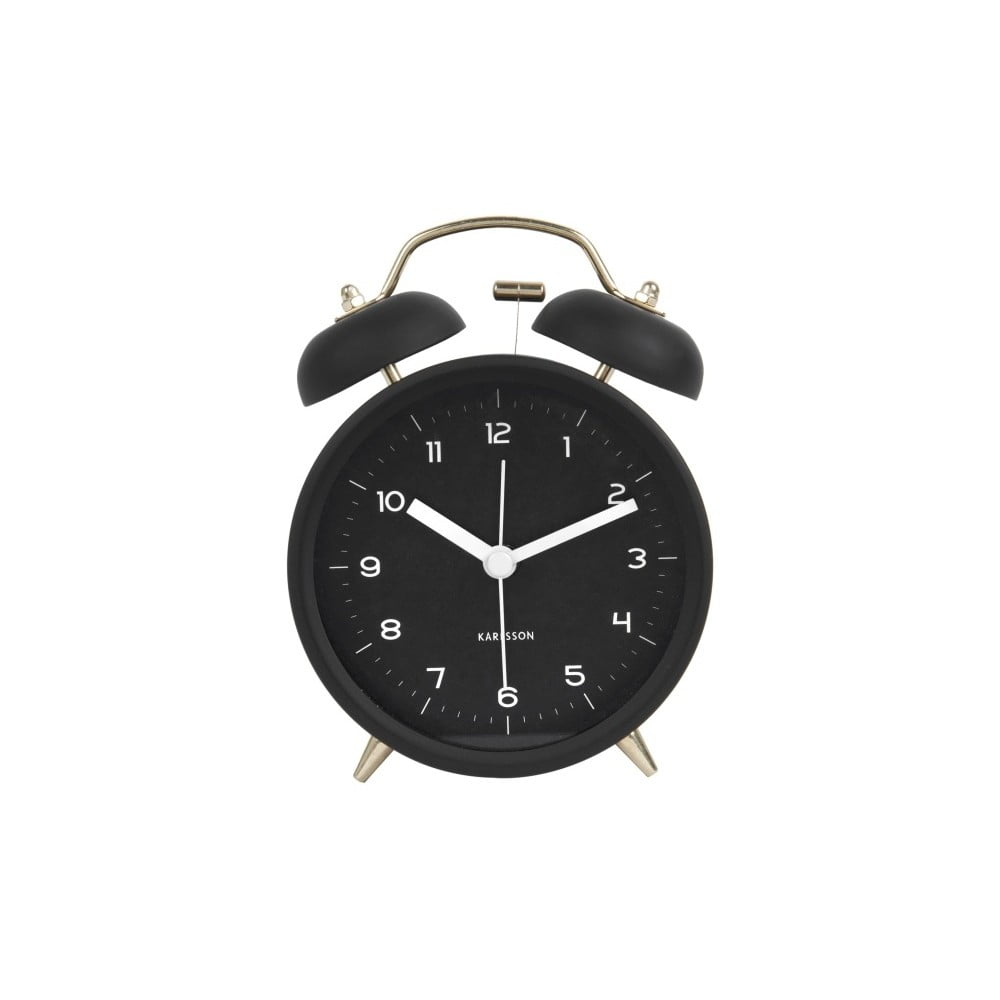 Čierny budík Karlsson Classic Bell, ⌀ 10 cm