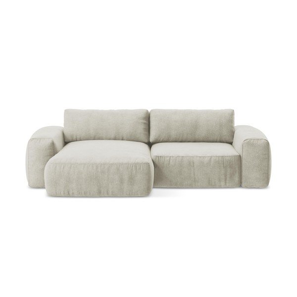 Béžová ženilková rozkladacia rohová pohovka (ľavý roh/s leňoškou) Kuki – Makamii