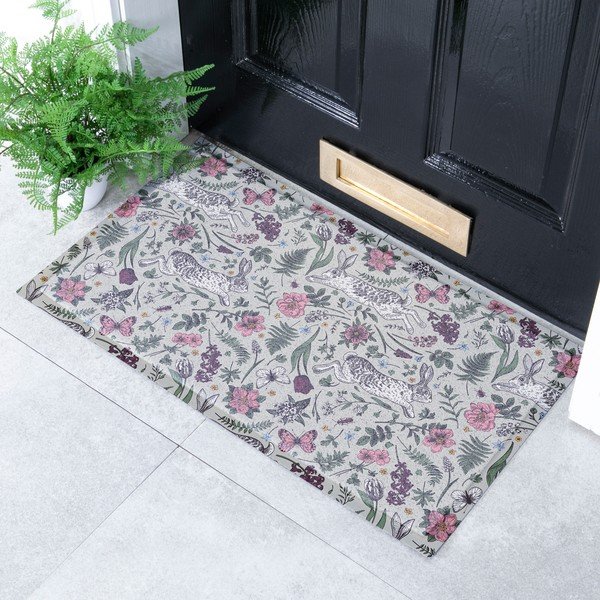 Rohožka z PVC 40x70 cm Hare Wildflowers – Artsy Doormats-image-1