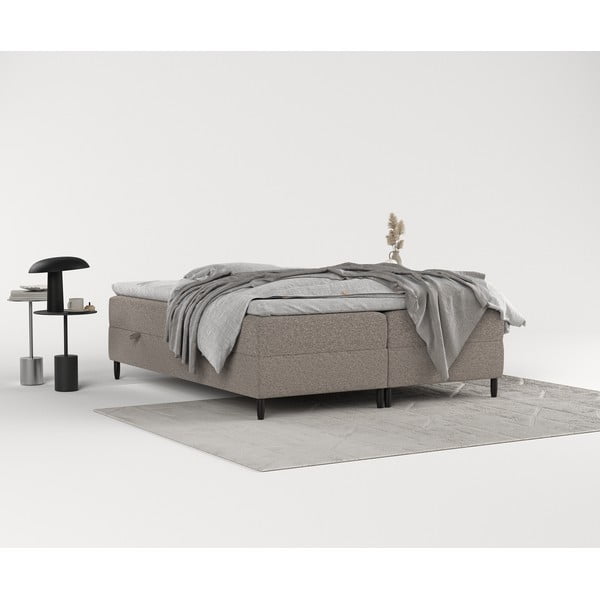 Hnedá boxspring posteľ s úložným priestorom 200x200 cm Malte – Maison de Rêve-image-4