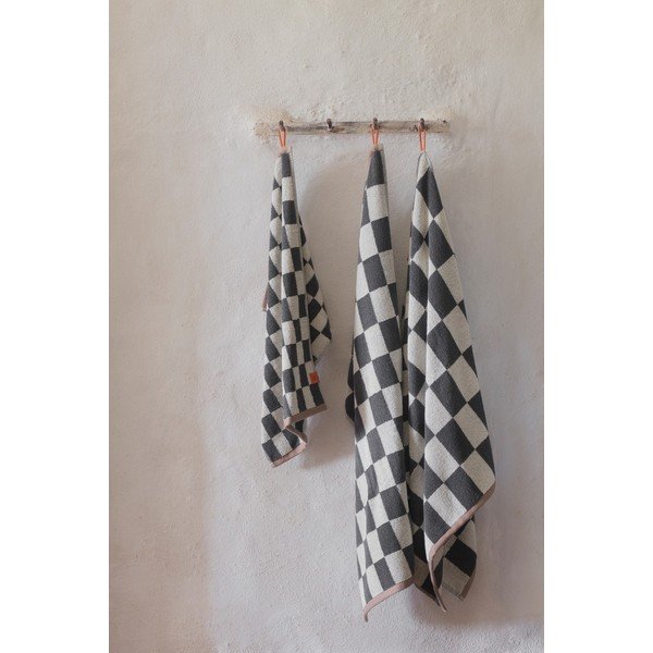 Antracitové/béžové froté uteráky v súprave 2 ks z bio bavlny 40x55 cm Retro – Mette Ditmer Denmark-image-2