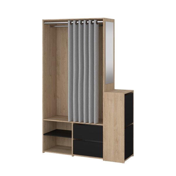 Predsieňová zostava v dekore duba v čierno-prírodnej farbe Kit – Tvilum-image-2