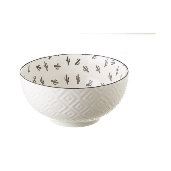 Sivo-biela porcelánová miska Unimasa Mini Cactus, priemer 14,9 cm