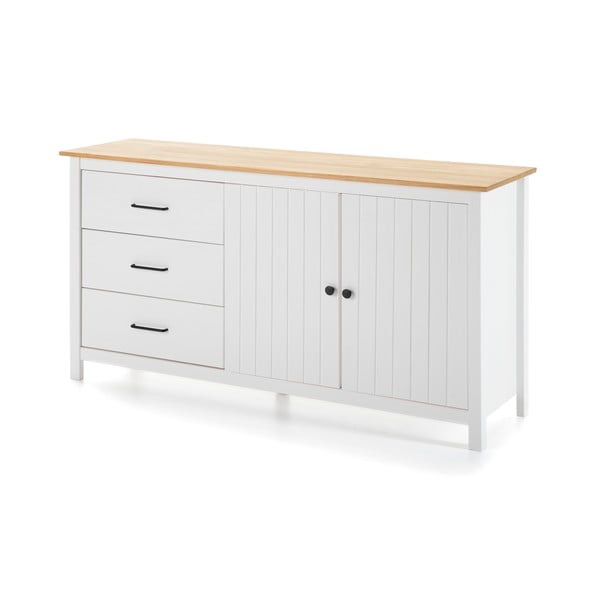 Biela nízka komoda z borovicového dreva 150x80 cm Miranda – Marckeric-image-3