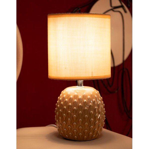 Broskyňová keramická stolová lampa s textilným tienidlom (výška  27 cm) Pontus – Mauro Ferretti-image-1