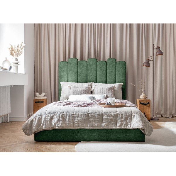 Zelená čalúnená dvojlôžková posteľ s úložným priestorom s roštom 180x200 cm Dreamy Aurora – Miuform-image-3