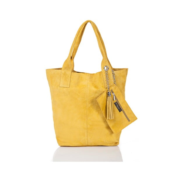 Žltá kožená kabelka Florence Bags Ficus