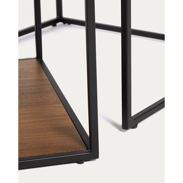 Hnedé konferenčné stolíky s doskou v dekore orechového dreva v súprave 2 ks 50x100 cm Yoana – Kave Home-image-3